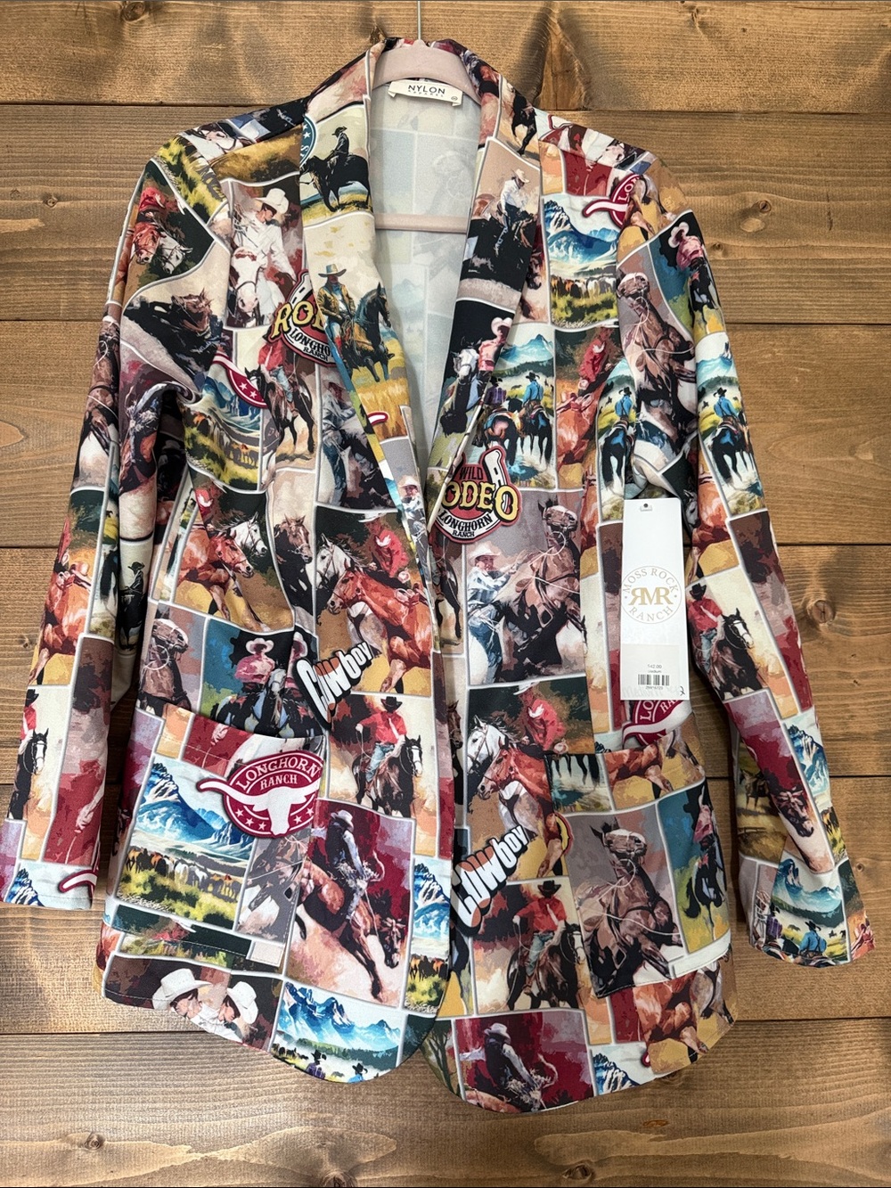 Nylon Patchwork Rodeo Print Blazer - Multicolor